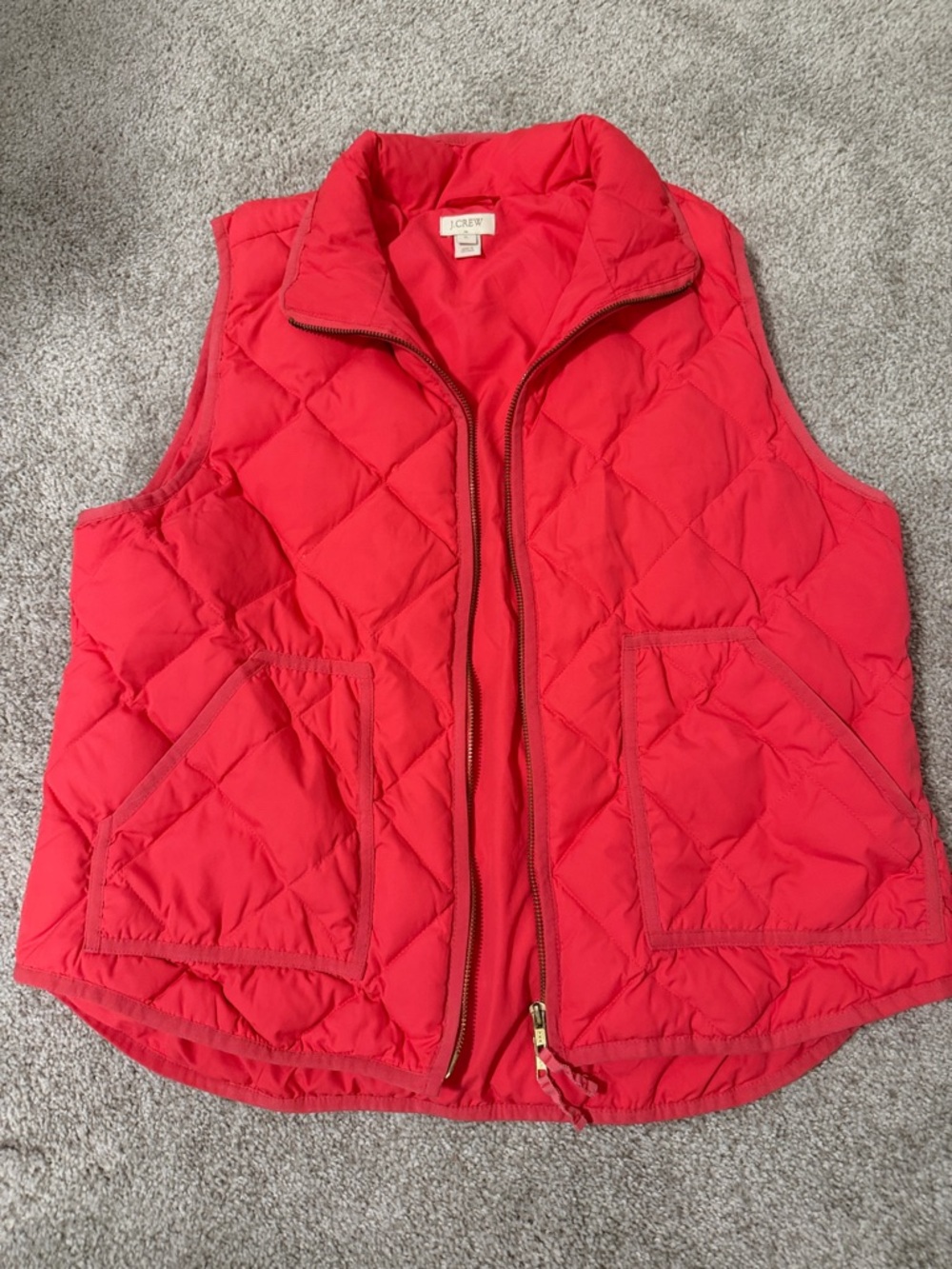 J. Crew Quilted Sleeveless Puffer Vest - Coral